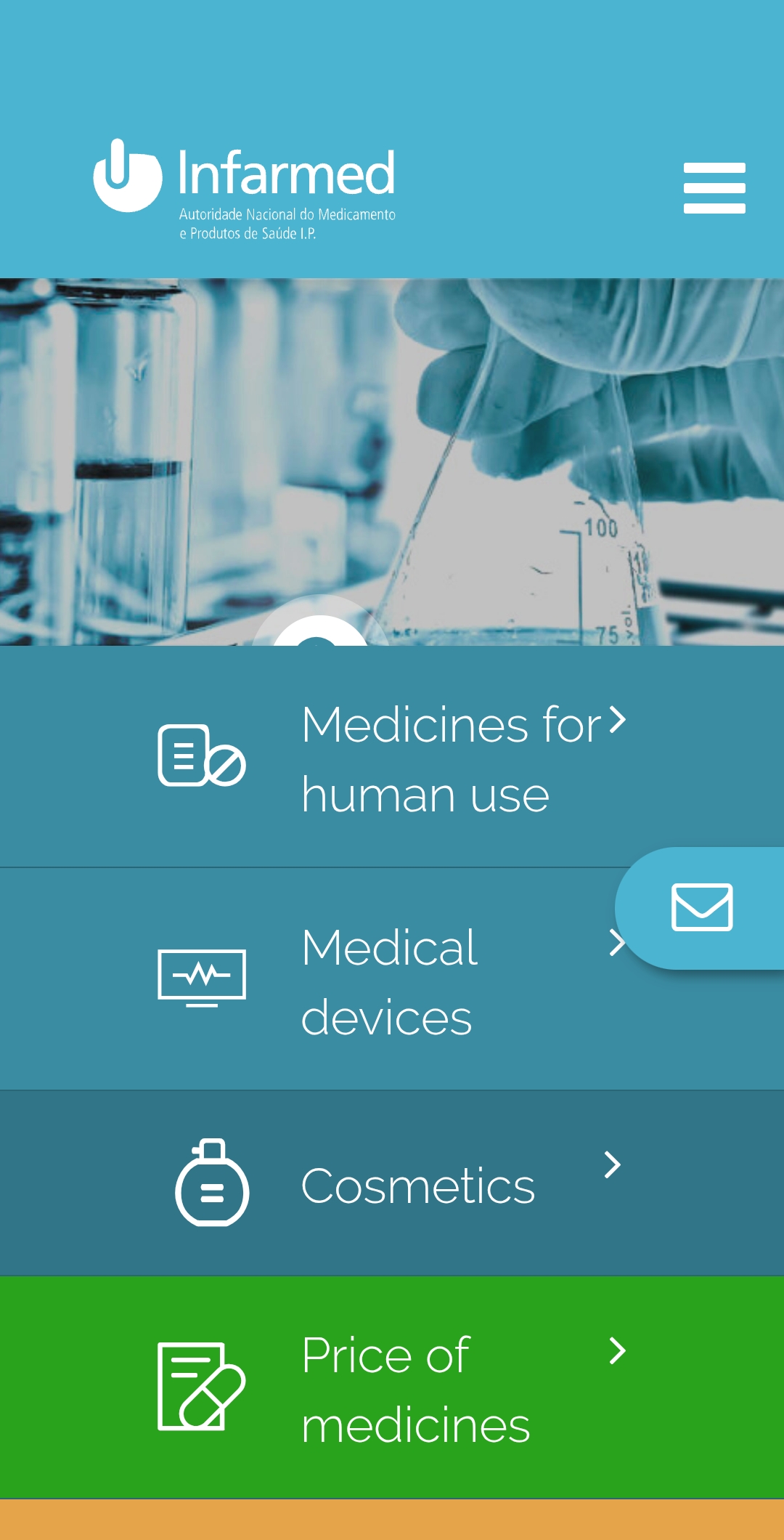 a screenshot of the INFARMED website