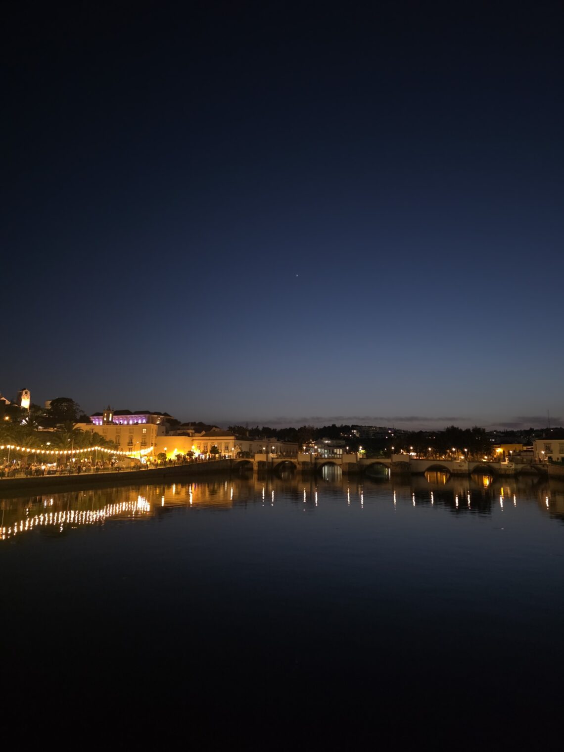 A night shot of Tavira